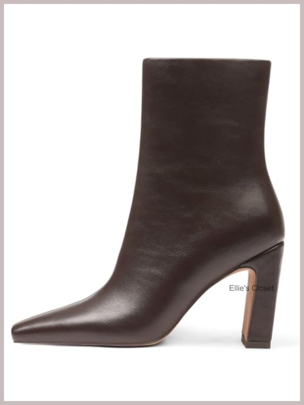 Women's Square Toe Chunky Block Heel Ankle Booties Faux Leather Zip Boots